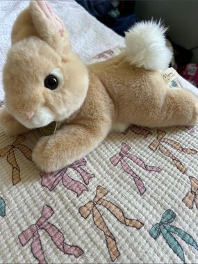Miyani by Aurora Beige Plush Bunny with soft cotton tail.